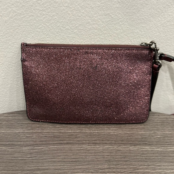 Coach Sparkle Glitter Cherry Purple Small Wristlet F64585 - Picture 6 of 8